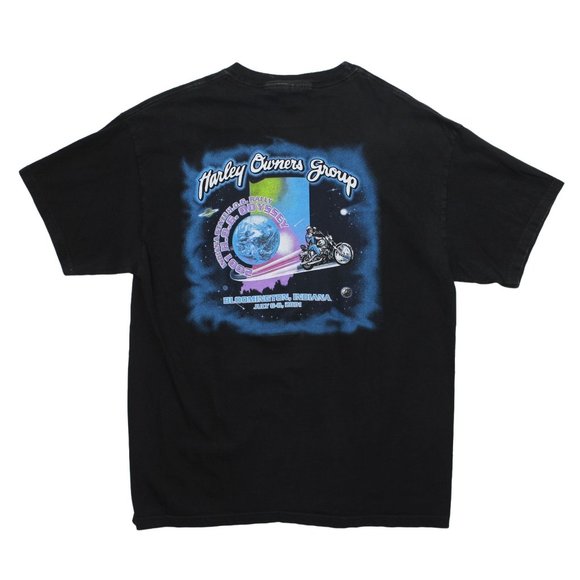 Vintage Harley Davidson 2001 Black Short Sleeve Galaxy T Shirt Top sz Large - Picture 1 of 5